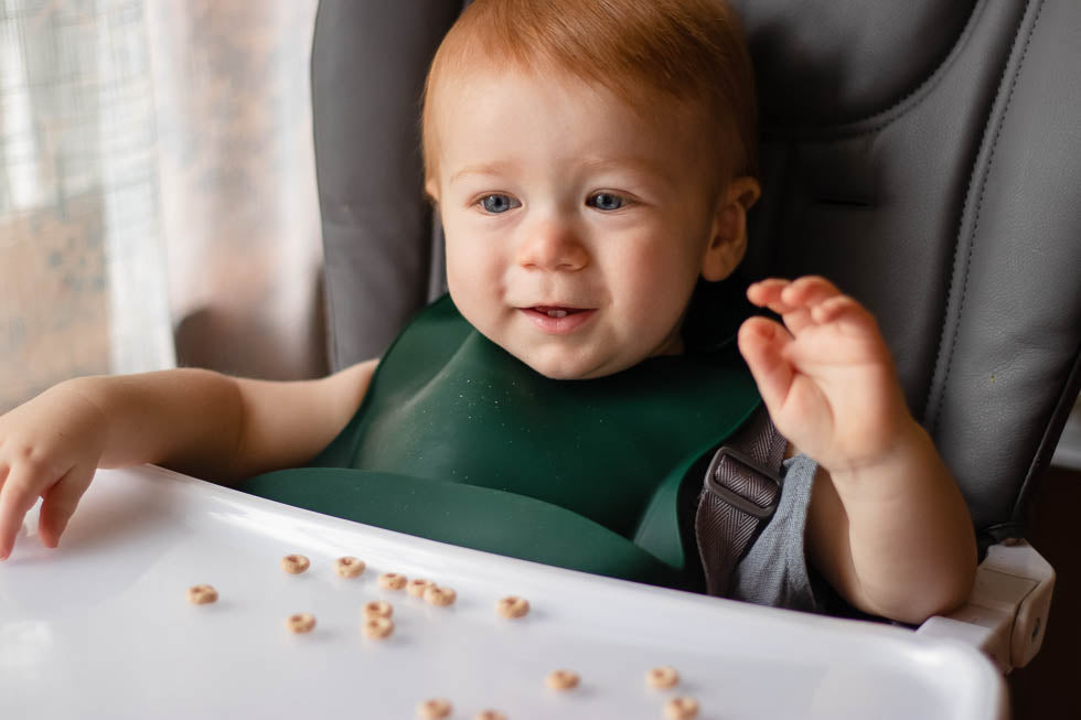 Three Little Tots Forrest Green Silicone Bib with Crumb Catcher