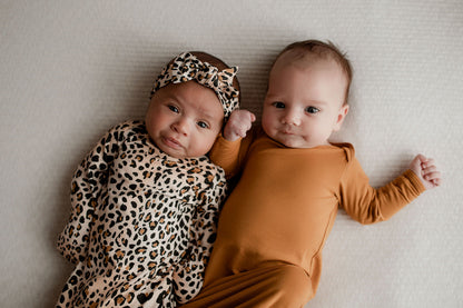 Three Little Tots Leopard Knotted Newborn Baby Gown