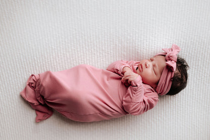 Three Little Tots Rose Knotted Newborn Baby Gown