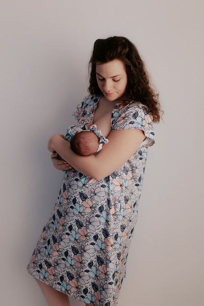 Three Little Tots Flower Bloom Labor and Delivery Nursing Hospital Gown