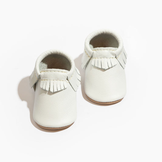 Freshly Picked Toasted Bright White Moccasin Baby Shoe