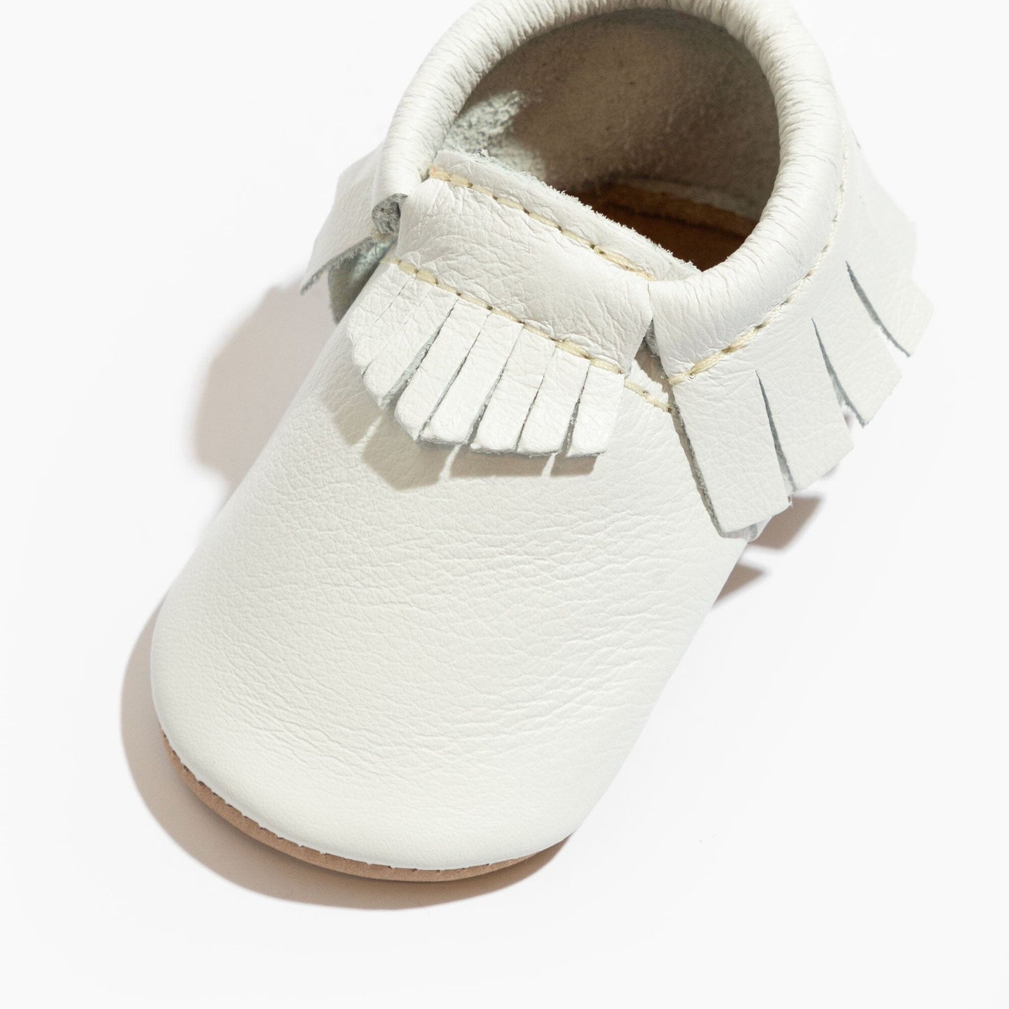 Freshly Picked Toasted Bright White Moccasin Baby Shoe
