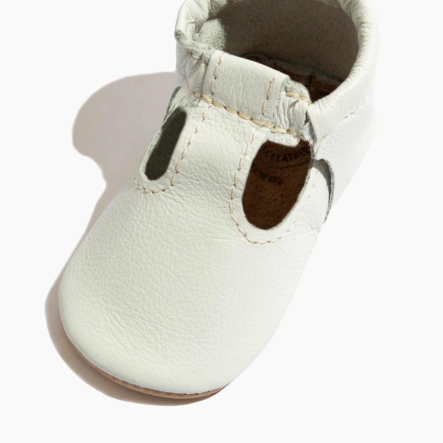 Freshly Picked Toasted Bright White T-Bar Baby Shoe