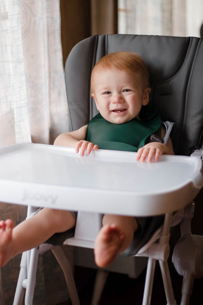 Three Little Tots Forrest Green Silicone Bib with Crumb Catcher