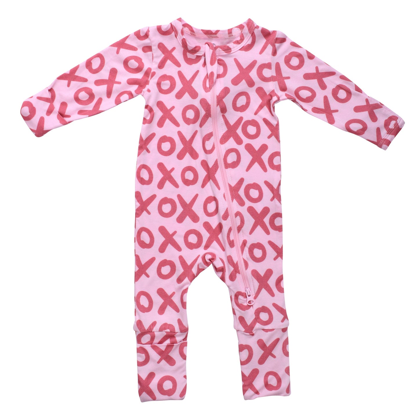 Three Little Tots Valentine's Day XOXO Bamboo Newborn Zipper Pajamas Sleepers