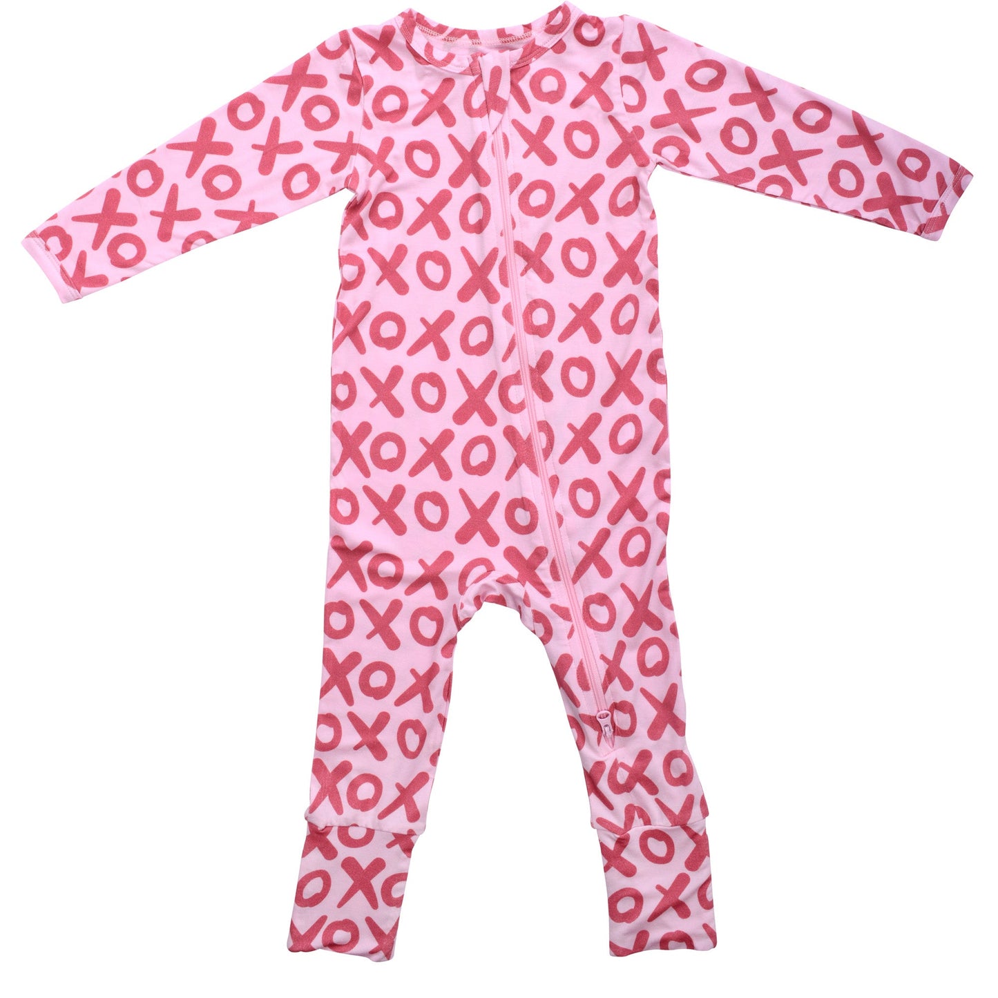 Three Little Tots Valentine's Day XOXO Bamboo Newborn Zipper Pajamas Sleepers
