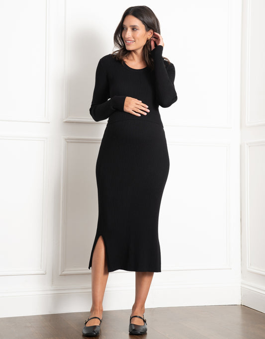 Amaya | Layered Knitted Maternity & Nursing Dress