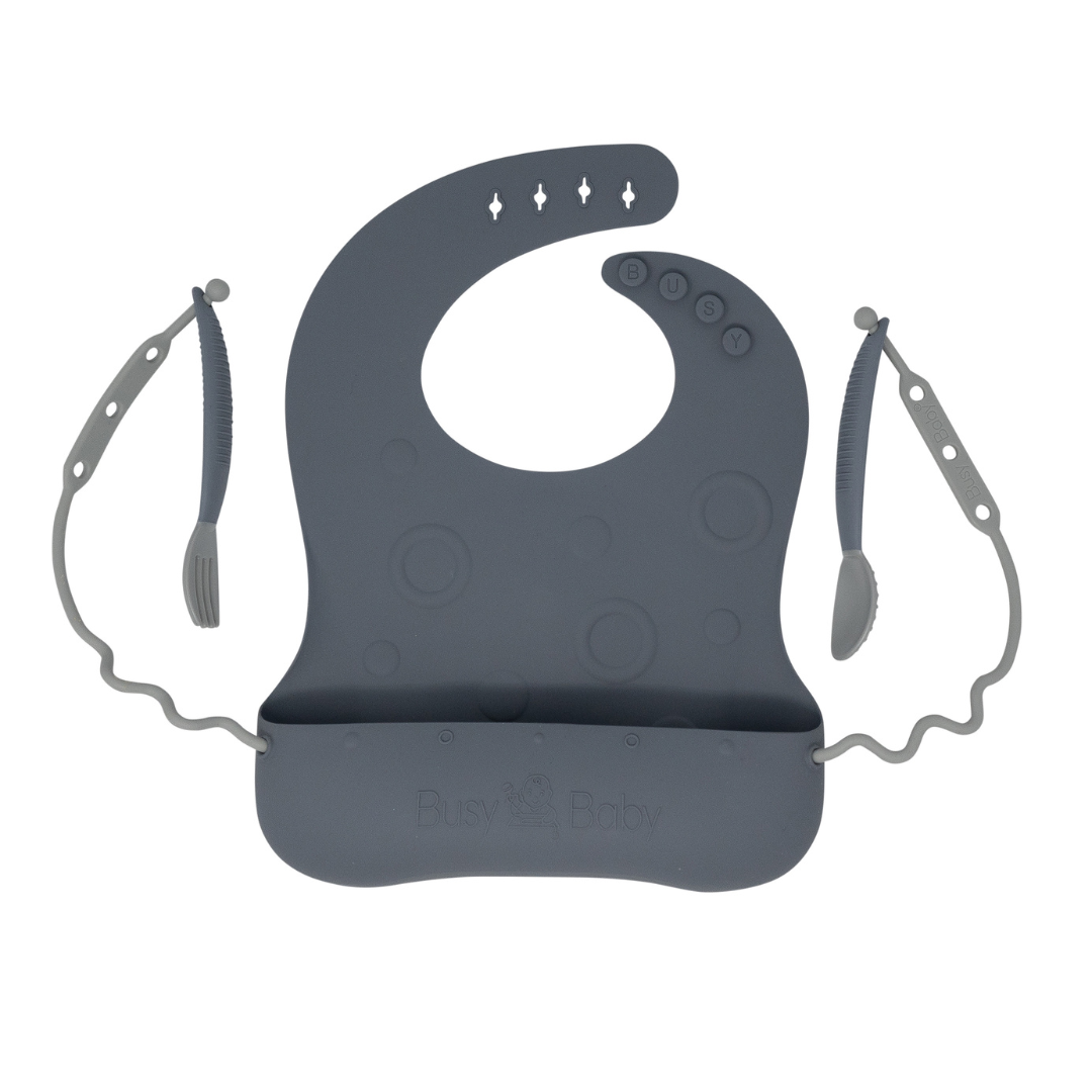 Busy Baby Travel Tether Bib + Utensils