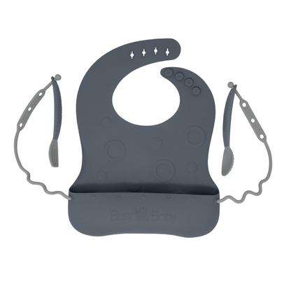 Busy Baby Travel Tether Bib + Utensils