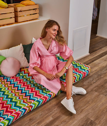 Accouchée Waterfall Tie Waist A-Line Maternity/Nursing Wrap Dress