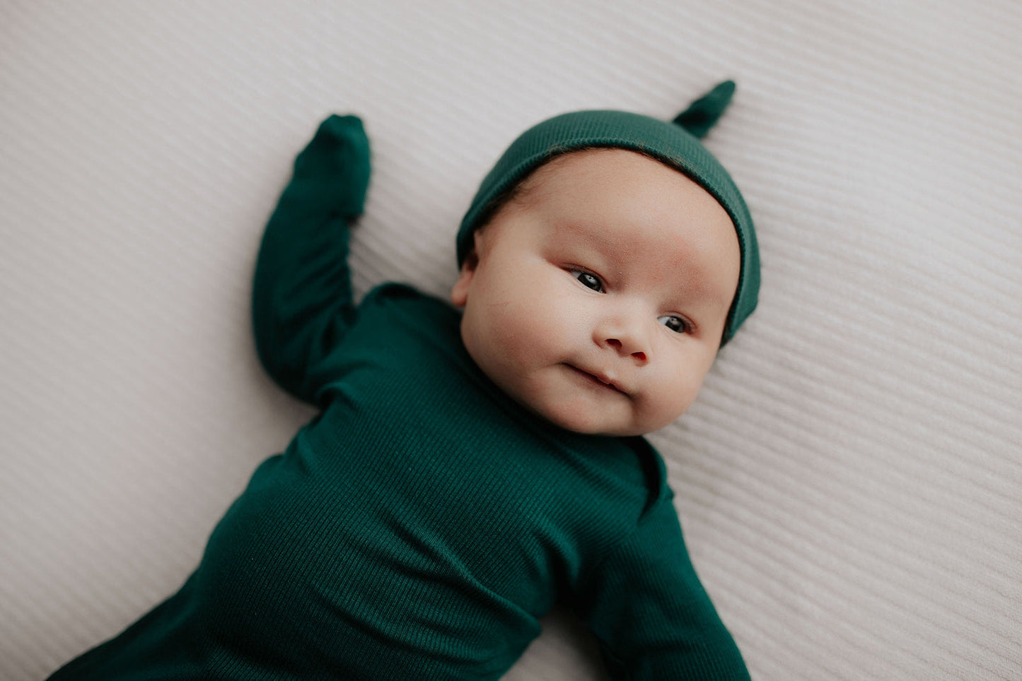 Three Little Tots Forest Green Knotted Newborn Baby Gown