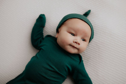 Three Little Tots Forest Green Knotted Newborn Baby Gown