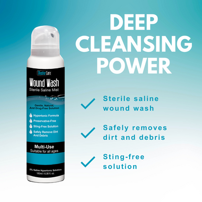 Shusher Care Wound Wash Spray – Sterile 5% Hypertonic Saline