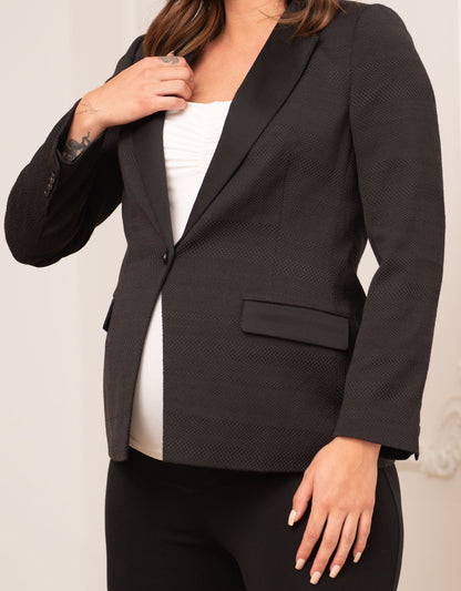 Black Tuxedo-Style Maternity Blazer