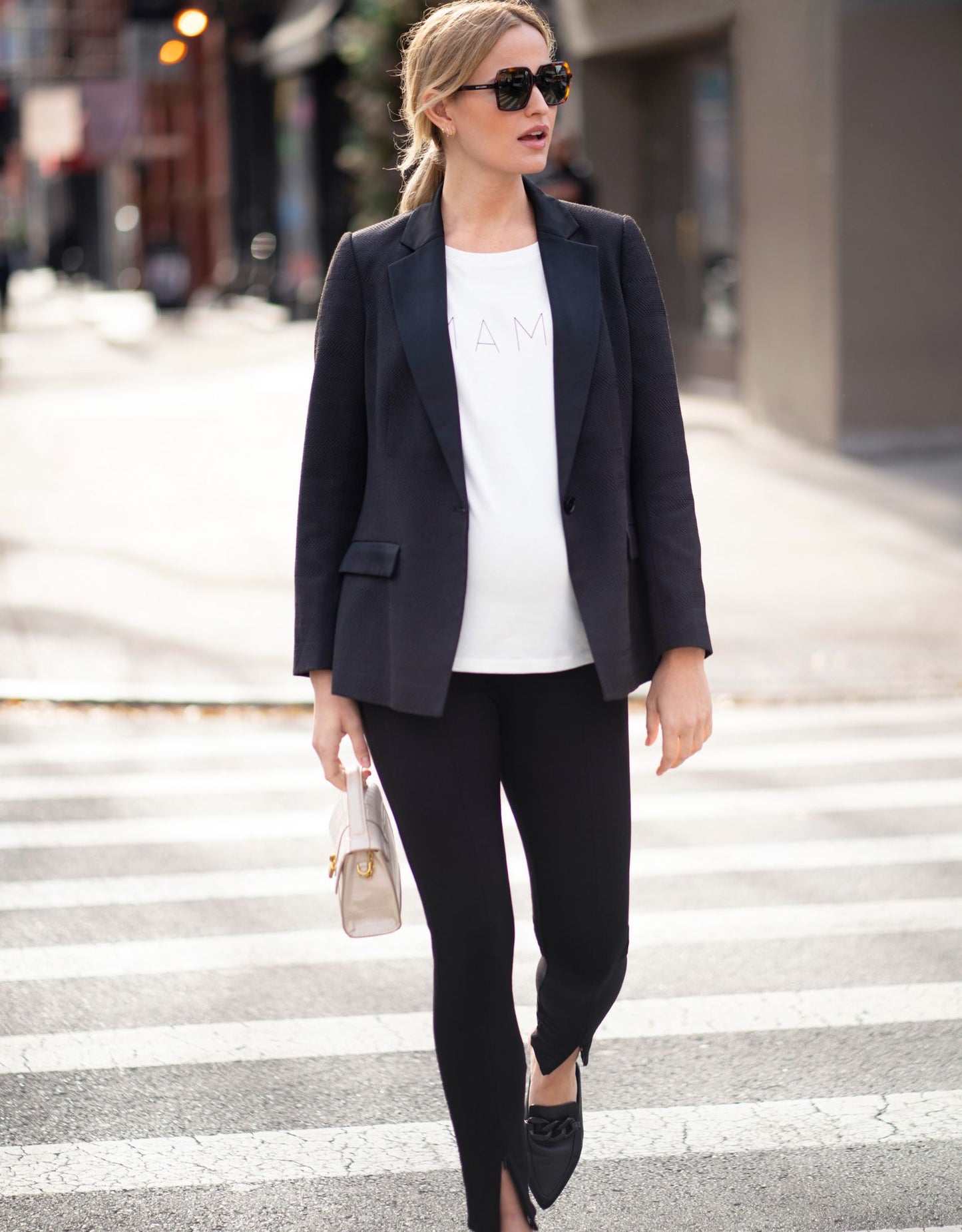 Black Tuxedo-Style Maternity Blazer