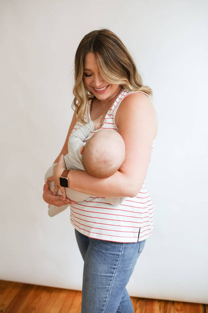Stripe Invisible Zip Breastfeeding Tank Top