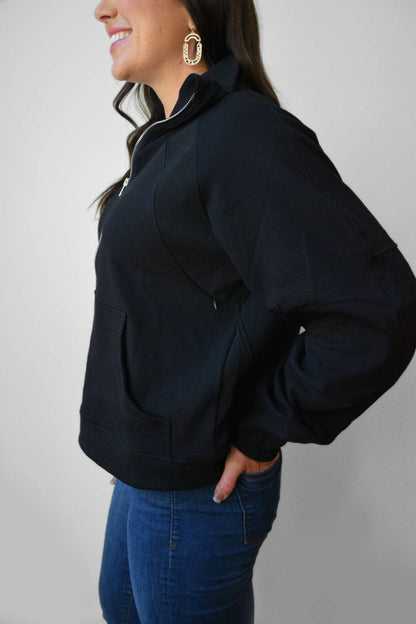 Oversized Funnel Neck Three Zip Breastfeeding Sweatshirt