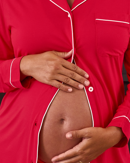 Clea Bamboo Classic Long Sleeve Maternity & Nursing Pajama
