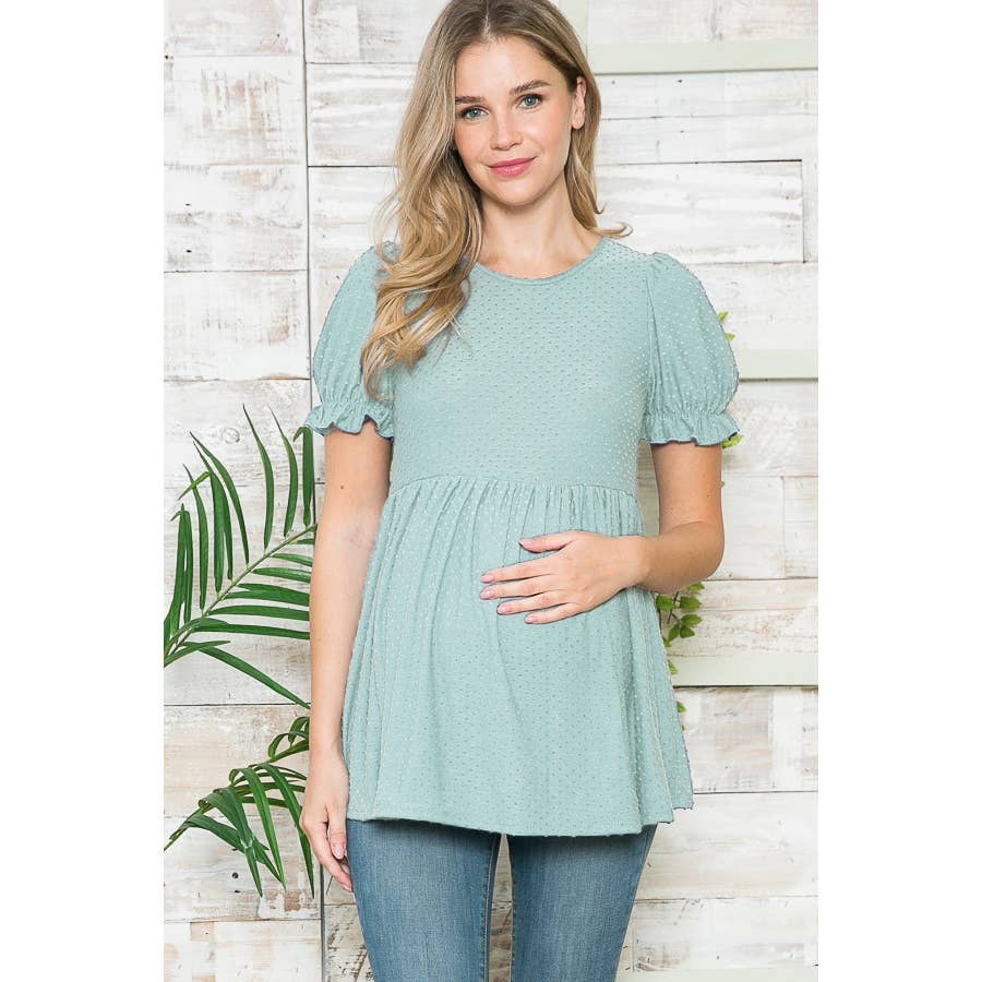 Puff Sleeve Babydoll Ruched Top