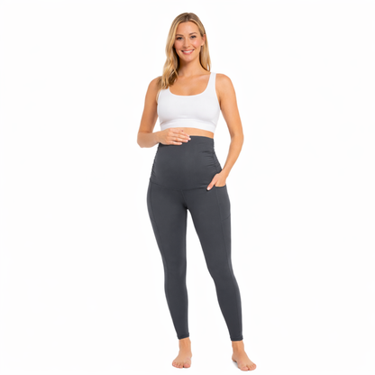Ruched Maternity Yoga Pants with Pockets