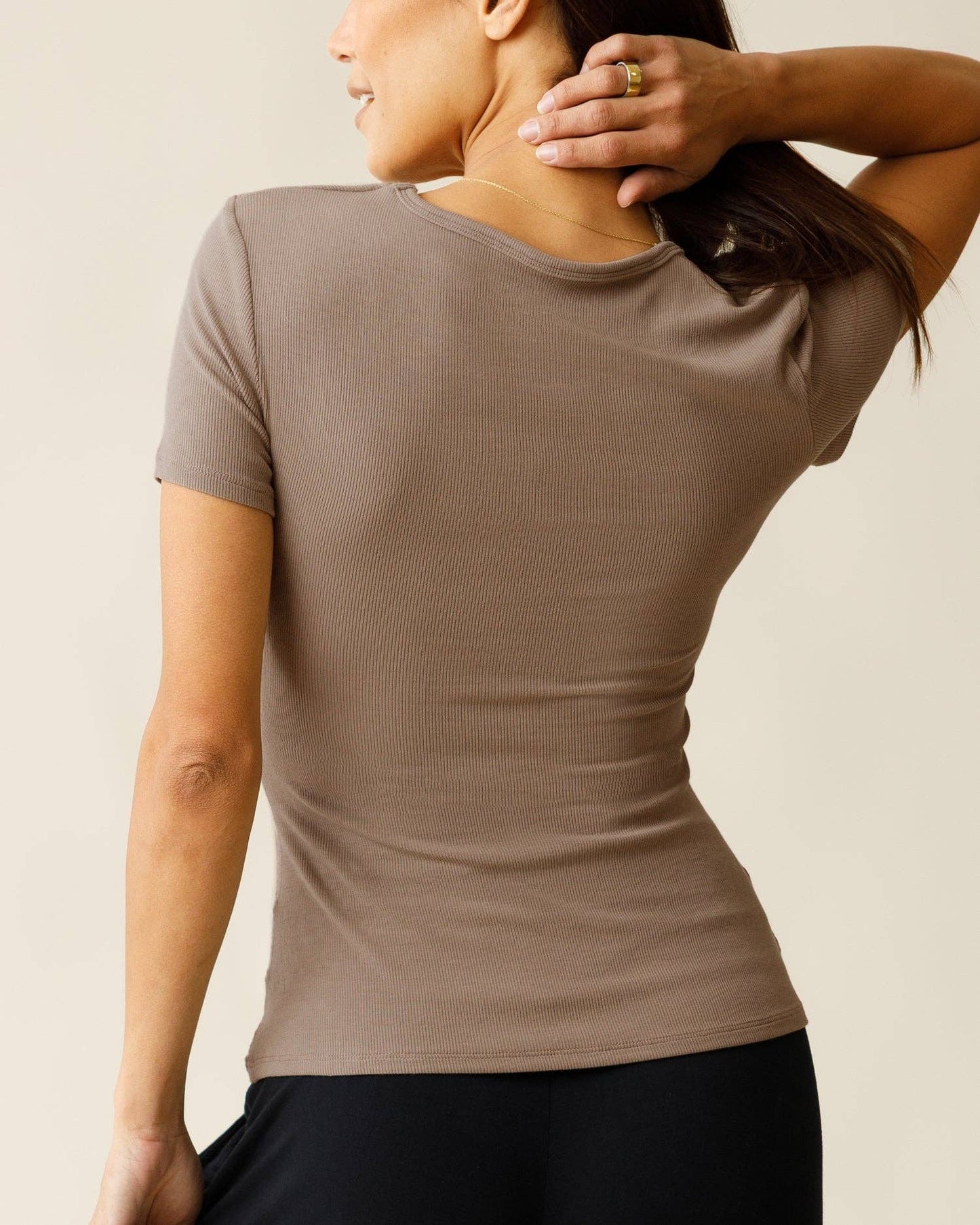 Ribbed Bamboo Crew Neck Nursing T-shirt in Fall Colors