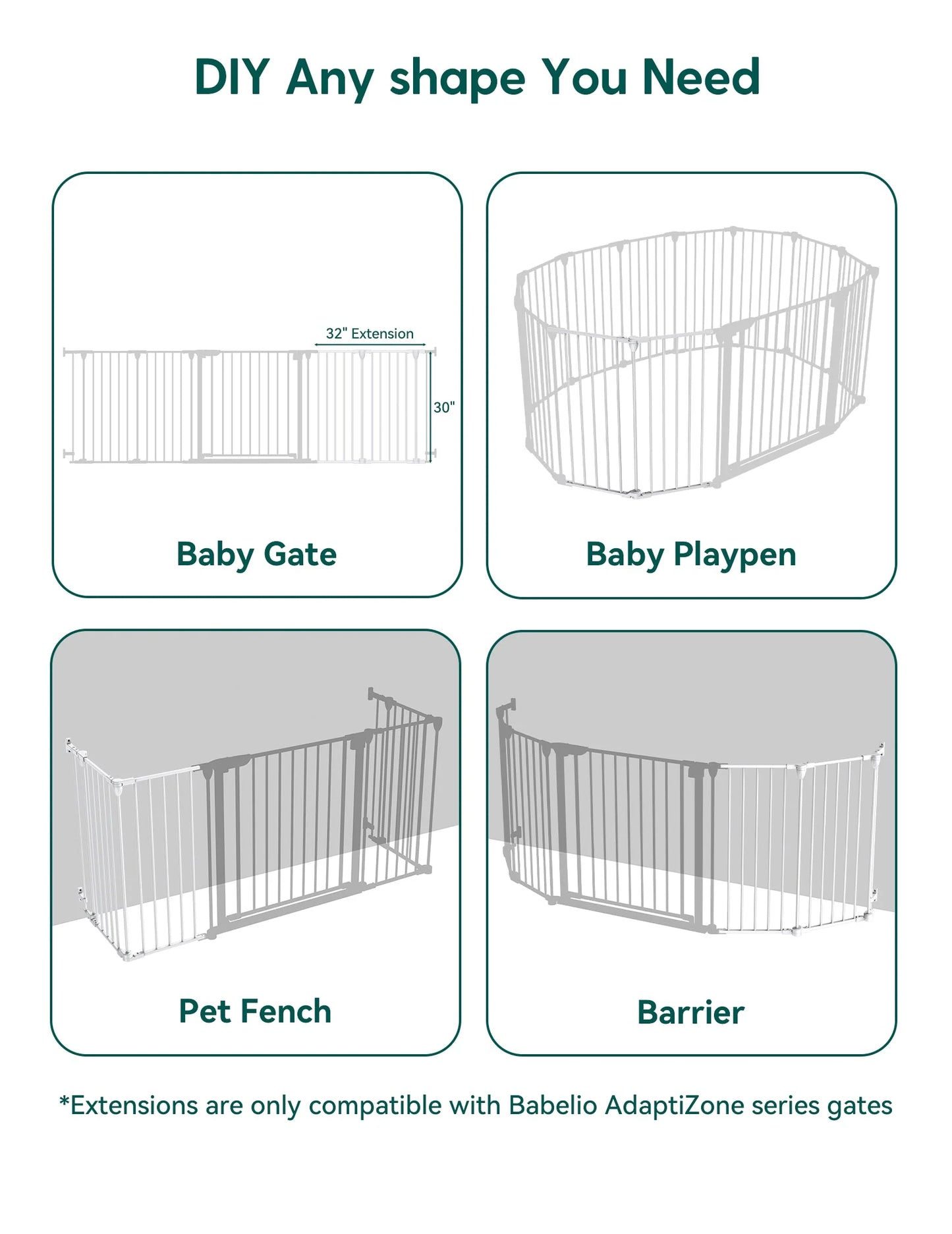 Babelio AdaptiZone | Extra Wide Safety Gate for Irregular Spaces