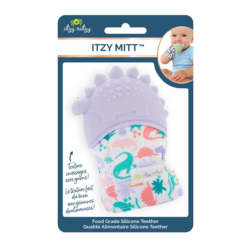 Lilac Dino Itzy Mitt™ Silicone Teething Mitts