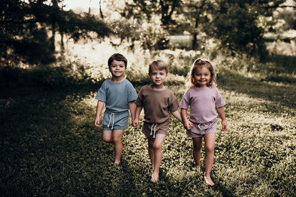 Three Little Tots Cocoa Sands Brown Waffle Two Piece Set