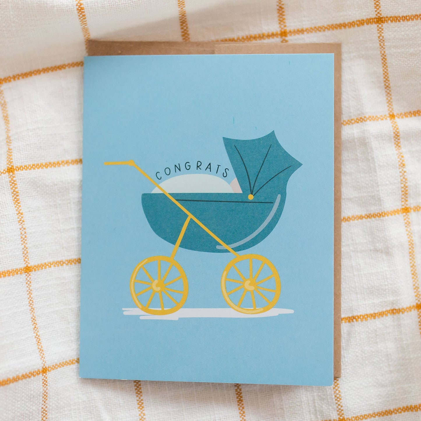 Blue Baby Carriage Greeting Card