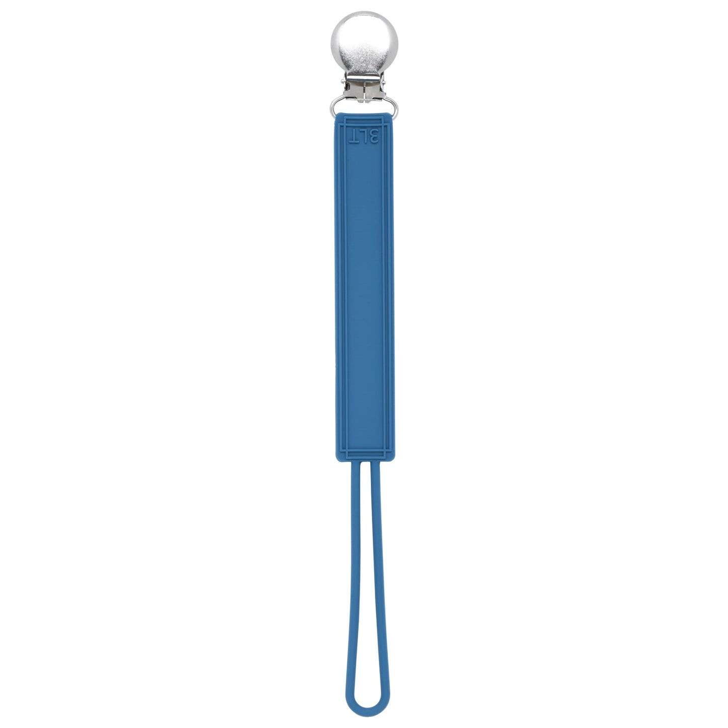 Three Little Tots Classic Blue All Silicone One Piece Pacifier Clip