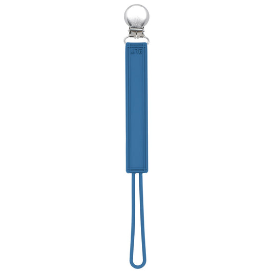 Three Little Tots Classic Blue All Silicone One Piece Pacifier Clip