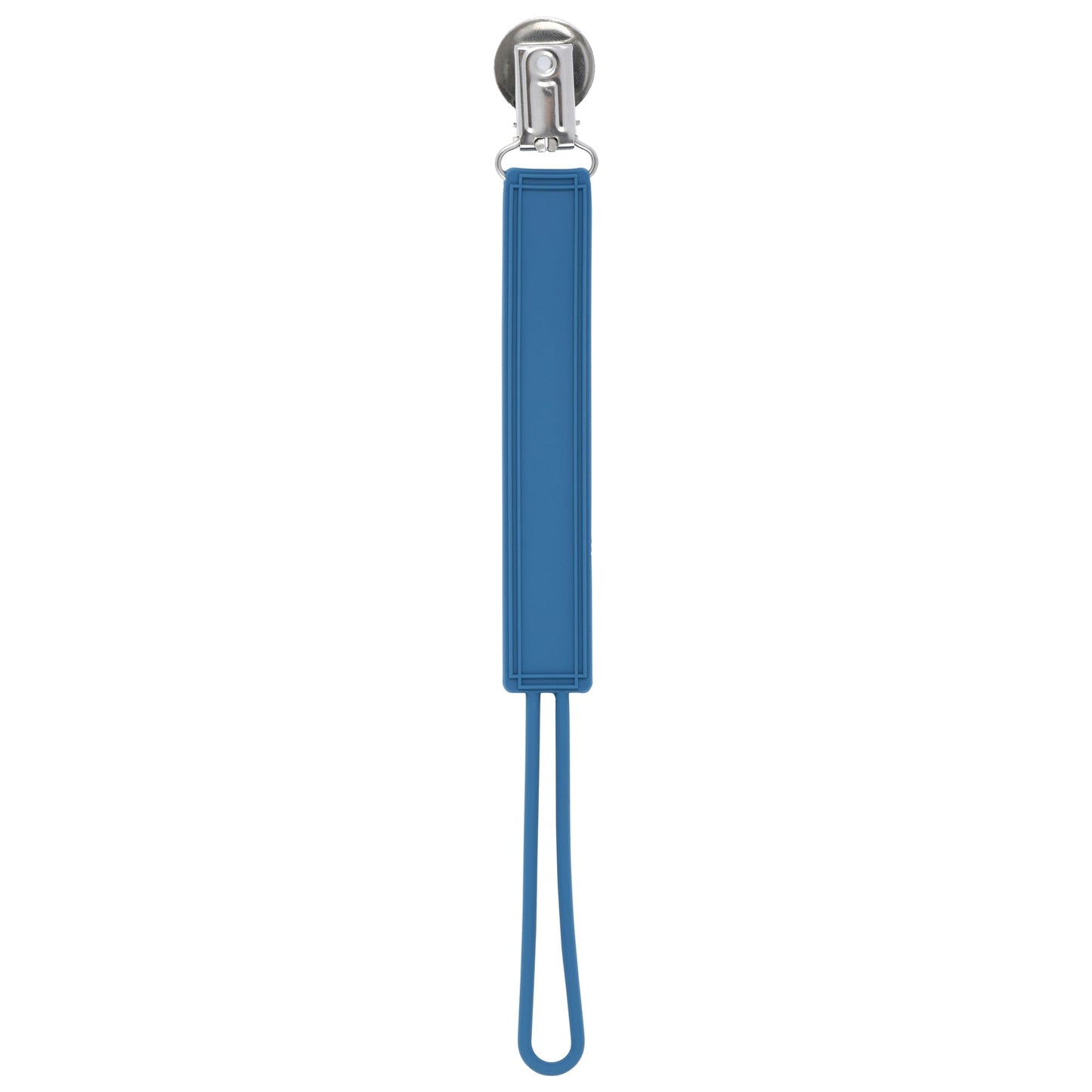 Three Little Tots Classic Blue All Silicone One Piece Pacifier Clip