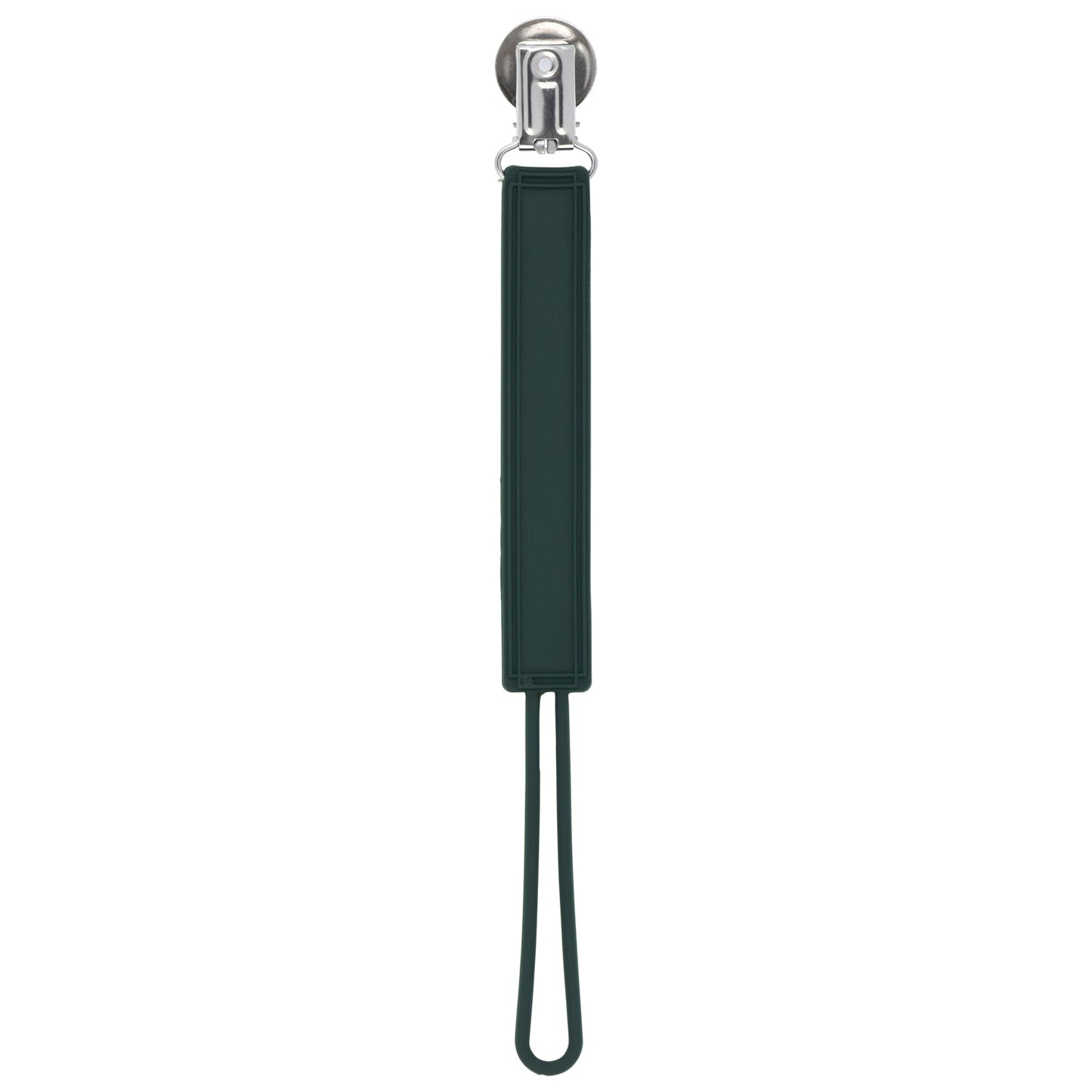Three Little Tots Classic Hunter Green All Silicone One Piece Pacifier Clip