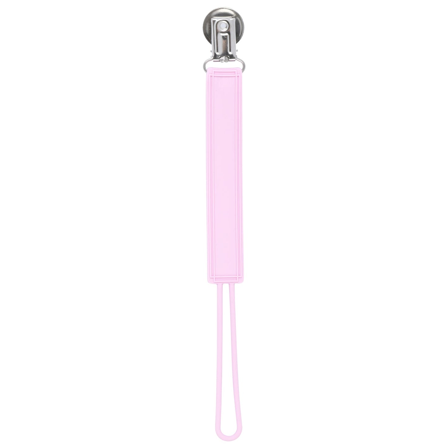 Three Little Tots Classic Baby Pink All Silicone One Piece Pacifier Clip