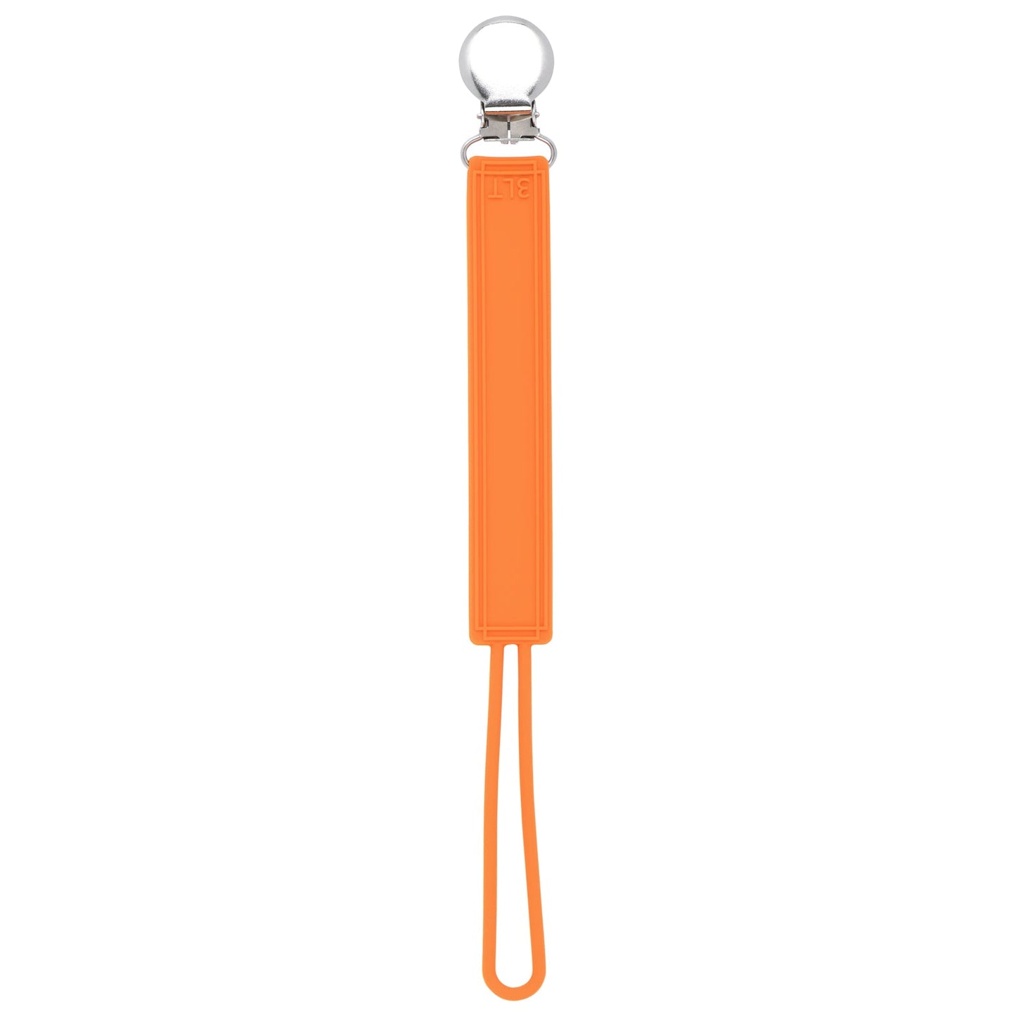 Three Little Tots Classic Orange All Silicone One Piece Pacifier Clip