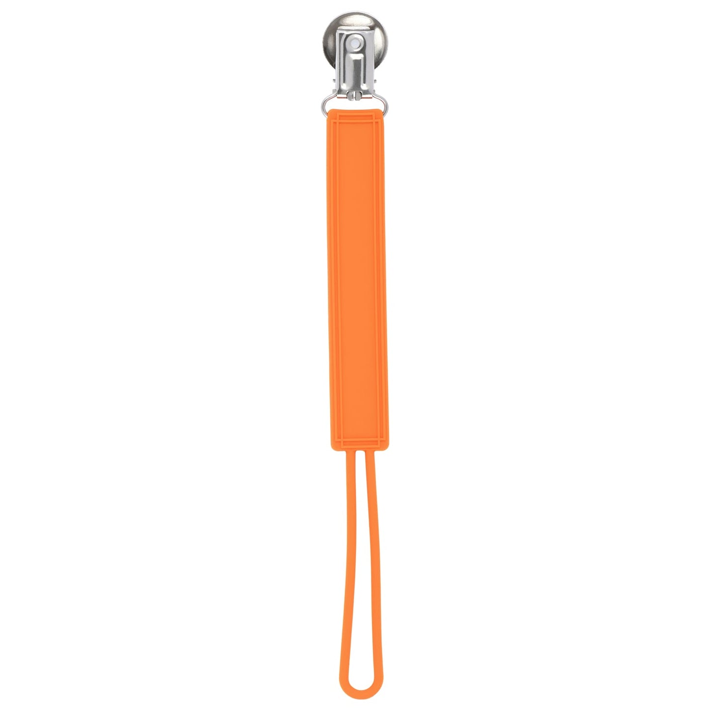 Three Little Tots Classic Orange All Silicone One Piece Pacifier Clip