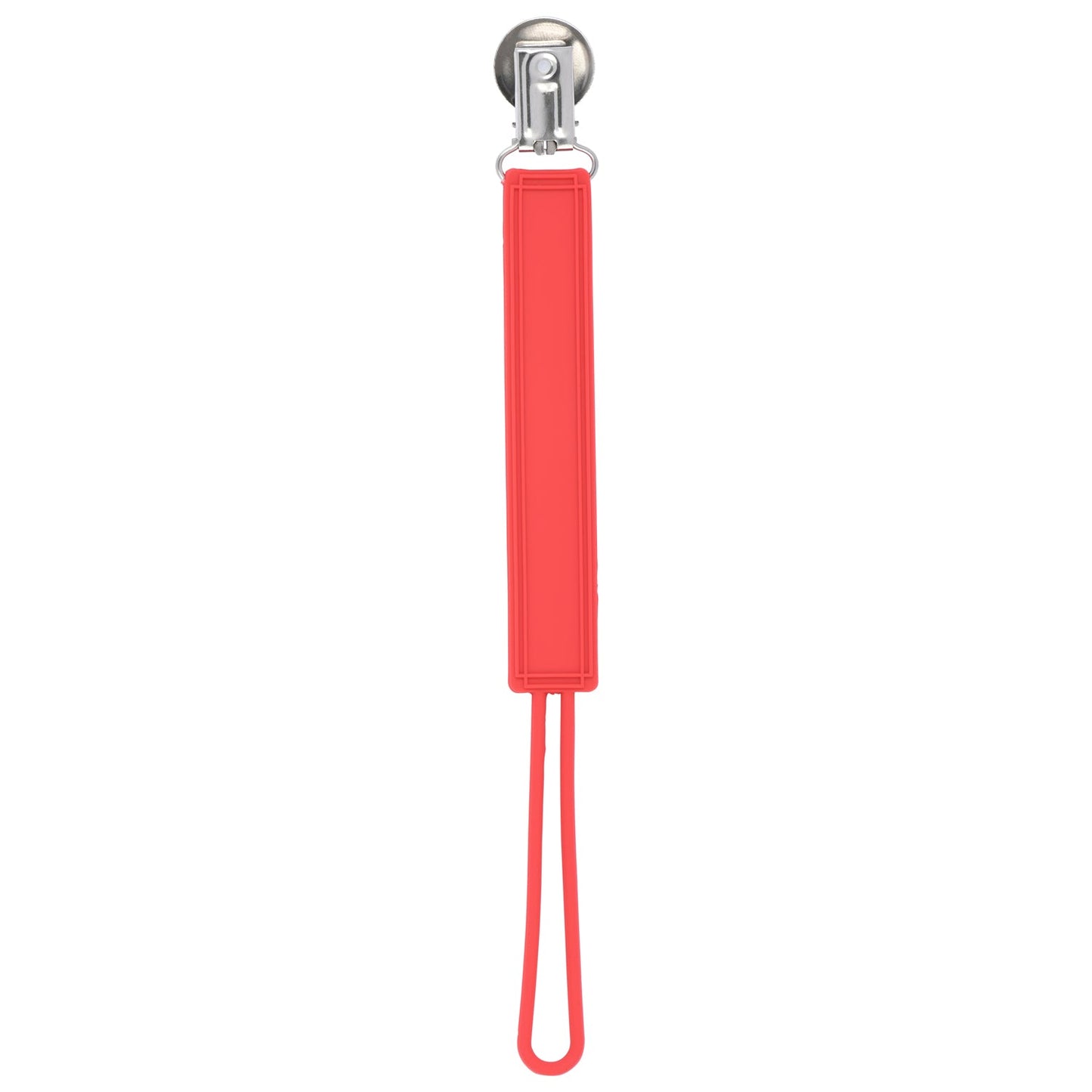 Three Little Tots Classic Red All Silicone One Piece Pacifier Clip