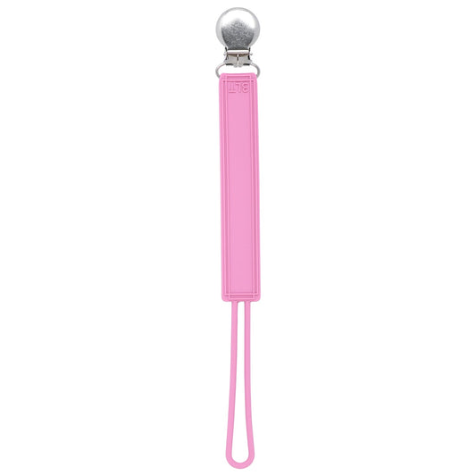 Three Little Tots Classic Rose Pink All Silicone One Piece Pacifier Clip
