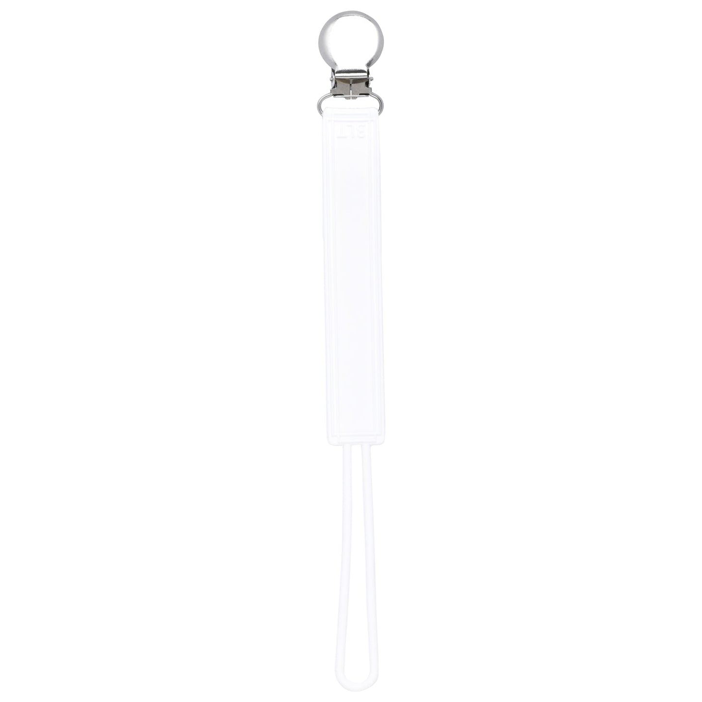 Three Little Tots Classic White All Silicone One Piece Pacifier Clip