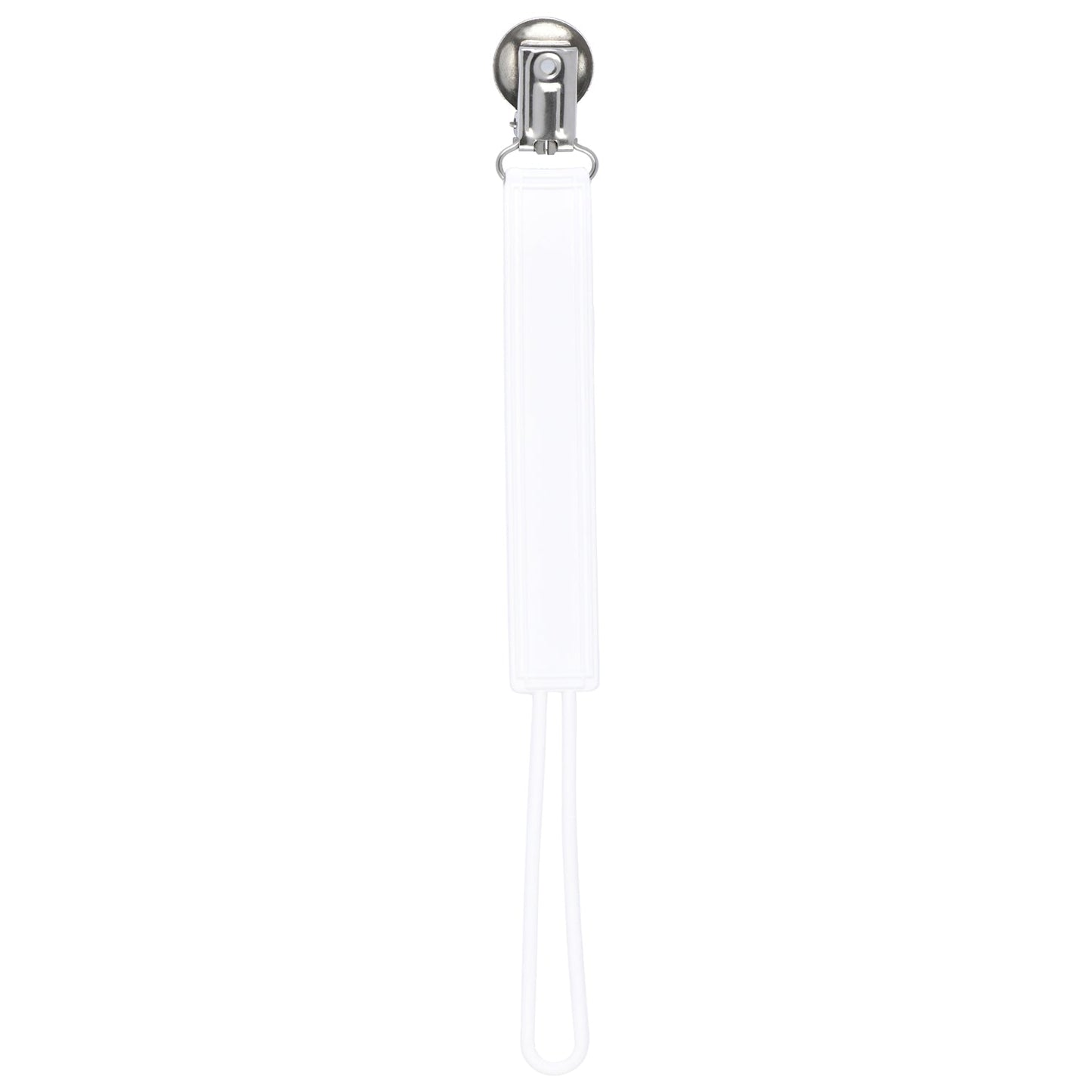 Three Little Tots Classic White All Silicone One Piece Pacifier Clip