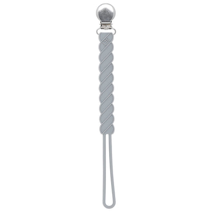 Three Little Tots Twist Gray All Silicone One Piece Pacifier ClipThree Little Tots Twist Gray All Silicone One Piece Pacifier Clip