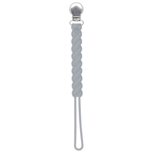 Three Little Tots Twist Gray All Silicone One Piece Pacifier ClipThree Little Tots Twist Gray All Silicone One Piece Pacifier Clip