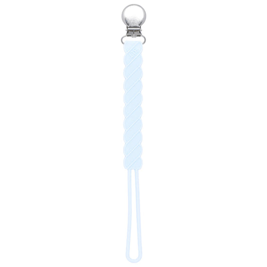 Three Little Tots Twist Baby Blue All Silicone One Piece Pacifier Clip