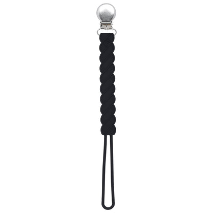 Three Little Tots Twist Black All Silicone One Piece Pacifier Clip