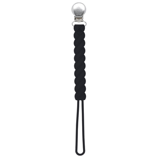 Three Little Tots Twist Black All Silicone One Piece Pacifier Clip