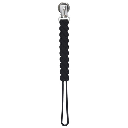 Three Little Tots Twist Black All Silicone One Piece Pacifier Clip