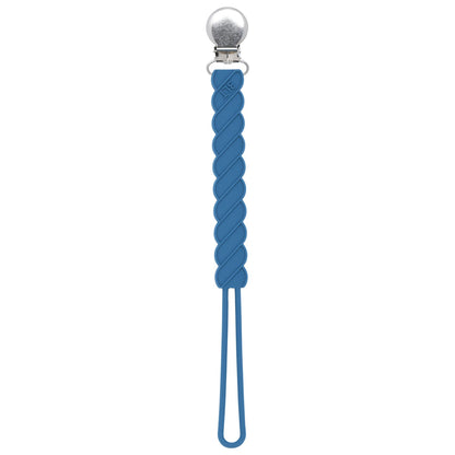 Three Little Tots Twist Blue All Silicone One Piece Pacifier Clip