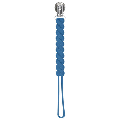 Three Little Tots Twist Blue All Silicone One Piece Pacifier Clip