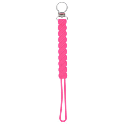 Three Little Tots Twist Hot Pink All Silicone One Piece Pacifier Clip