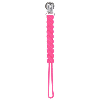 Three Little Tots Twist Hot Pink All Silicone One Piece Pacifier Clip